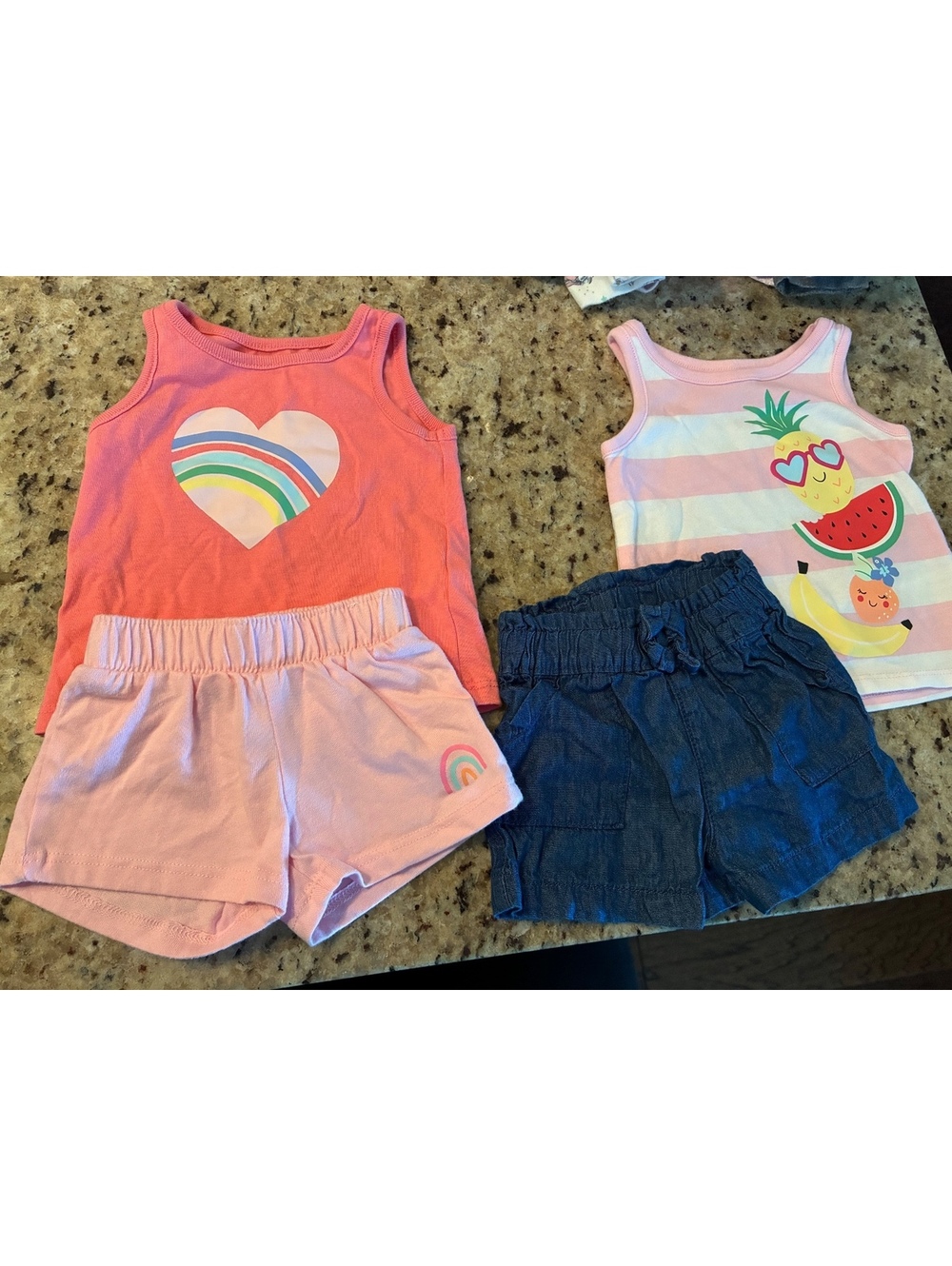 Garanimals Baby Girls 0-3M Summer Tank Tops and Shorts Set - 2 Sets